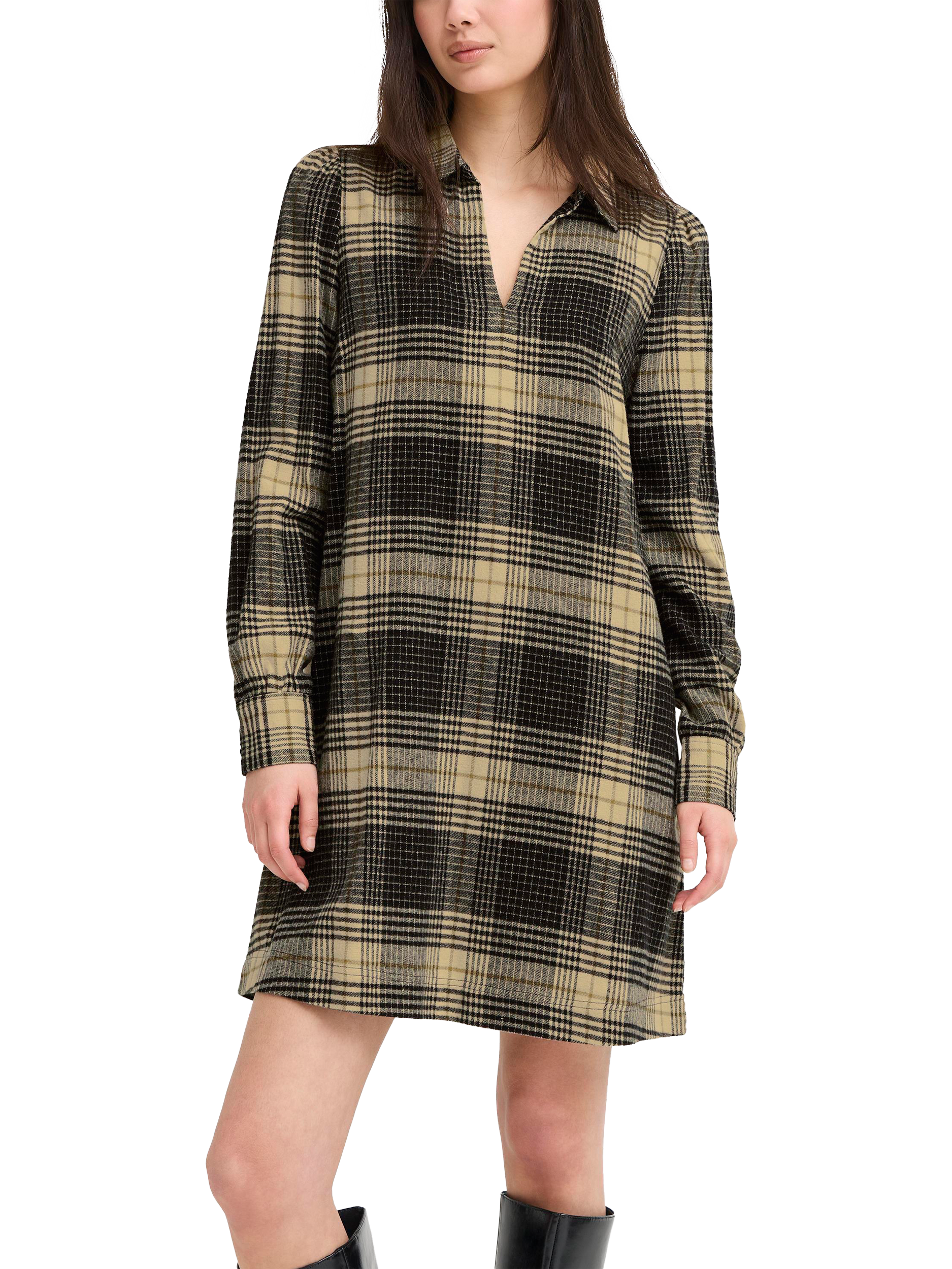 Product image 1 of 7, which shows ICHI Esiva Check Mini Dress, Multi, 8