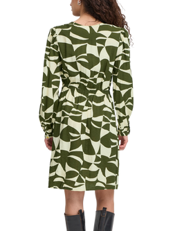 ICHI Lisadora Wave Print Wrap Dress, Green - view 2, Green