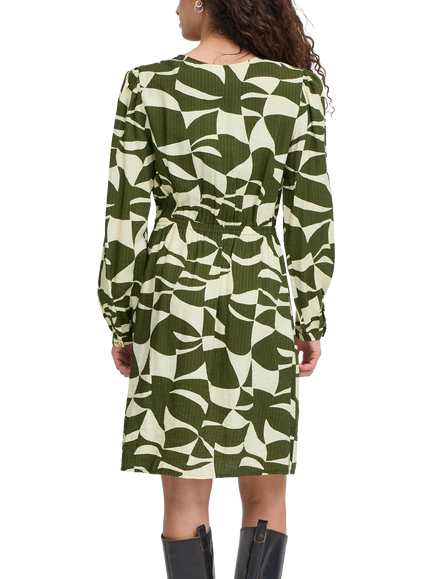 ICHI Lisadora Wave Print Wrap Dress, Green - view 2, Green