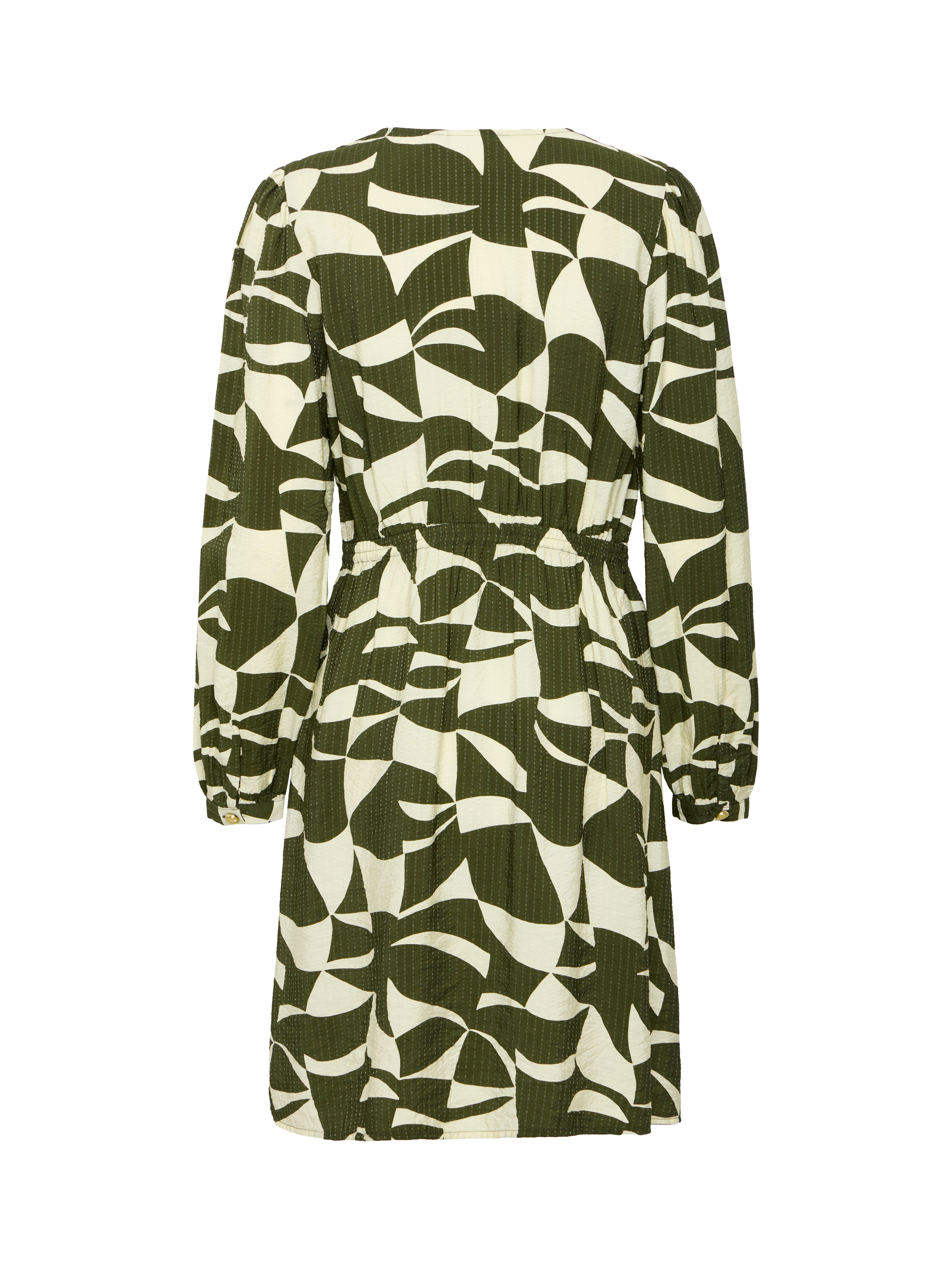 Product image 6 of 7, which shows ICHI Lisadora Wave Print Wrap Dress, Green, 8