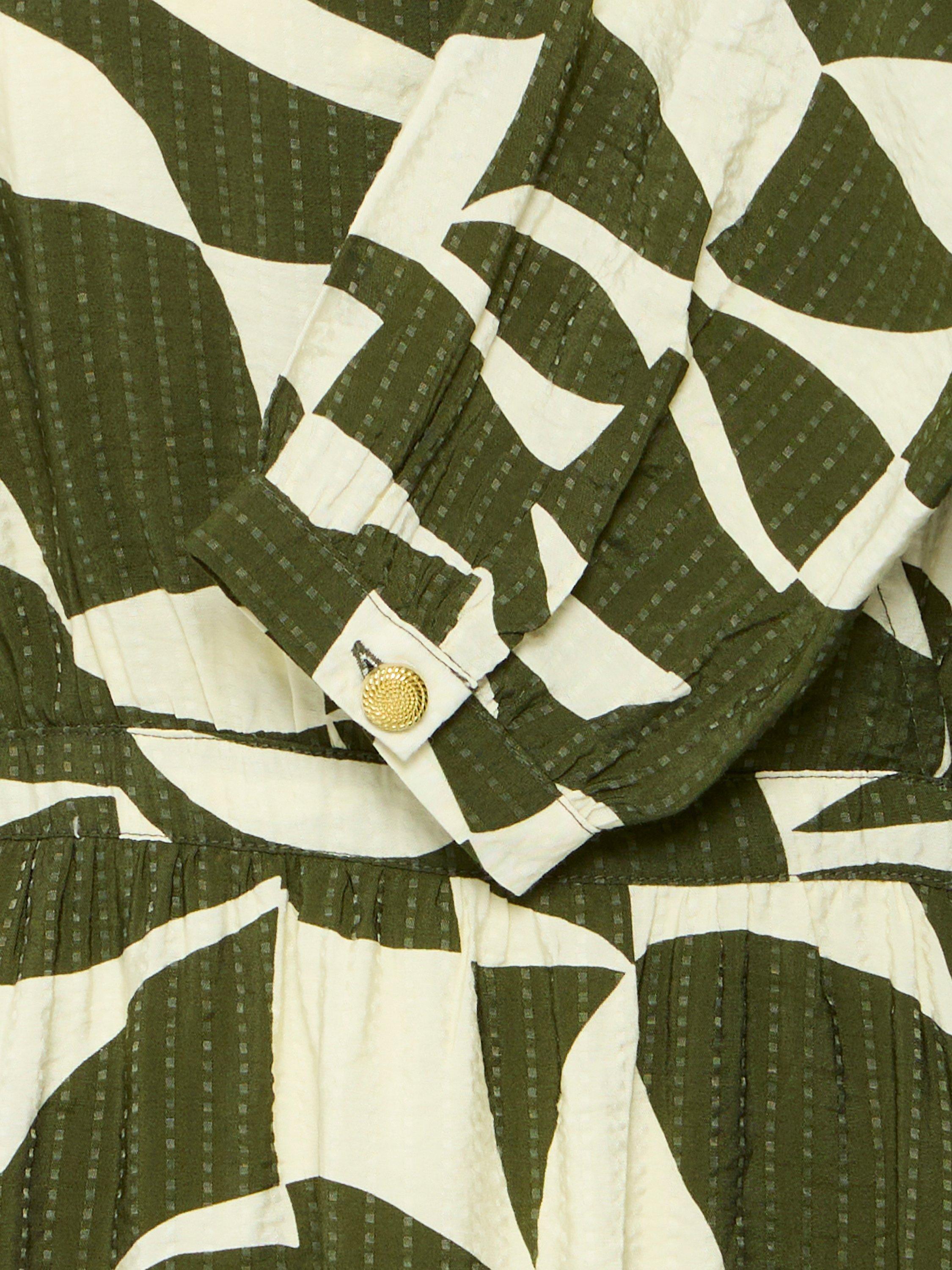 Product image 7 of 7, which shows ICHI Lisadora Wave Print Wrap Dress, Green, 8