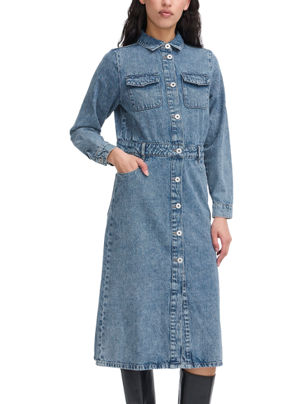 ICHI Minda Denim Shirt Dress, Medium Blue, Medium Blue