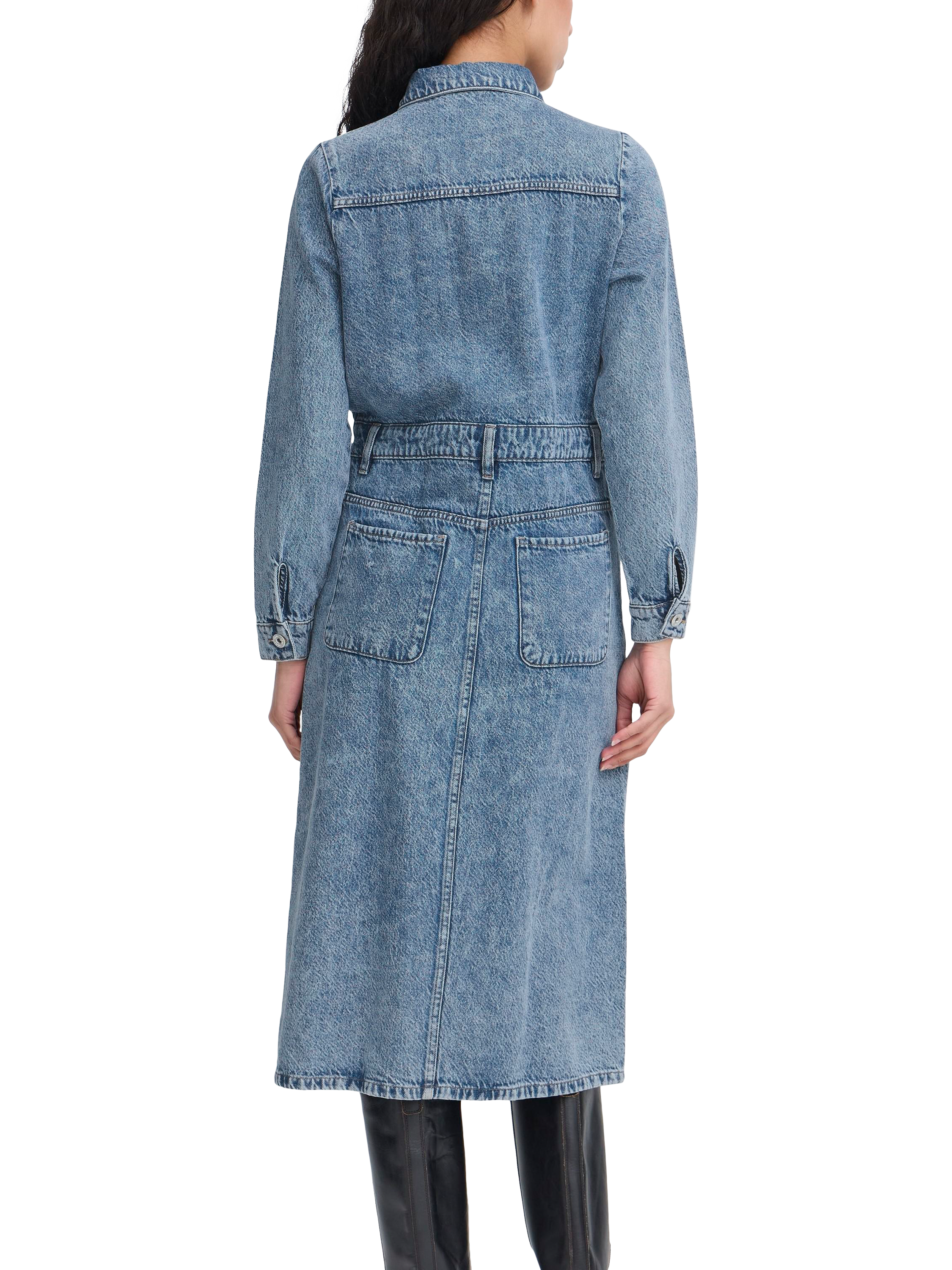Product image 2 of 7, which shows ICHI Minda Denim Shirt Dress, Medium Blue, 8