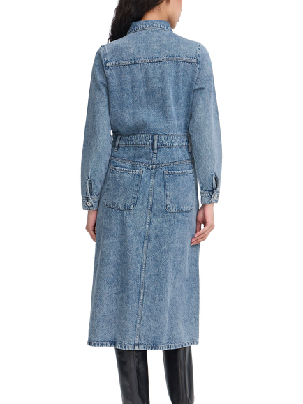 ICHI Minda Denim Shirt Dress, Medium Blue - view 2, Medium Blue