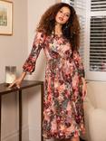 Alie Street Floral Long Sleeve Boat Neck A Line Midi Dress