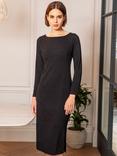 Alie Street Noelle Long Sleeve Boat Neck Jumper Midi Dress, Black
