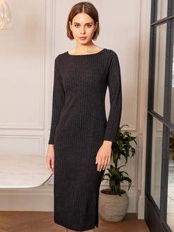 Alie Street Noelle Knitted Jumper Midi Dress, Black, Black