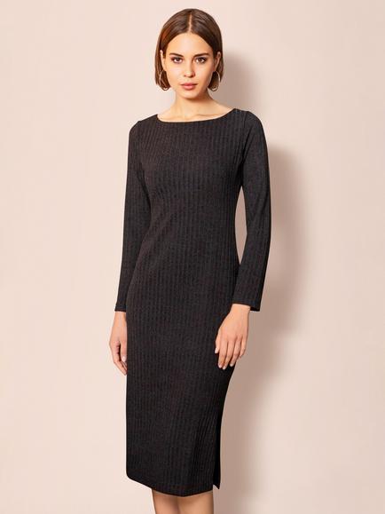 Alie Street Noelle Knitted Jumper Midi Dress, Black, Black