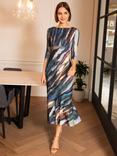 Alie Street Maxine Asymmetric Boat Neck Midi Dress