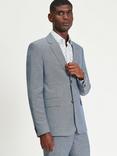Ben Sherman Tailored Fit Linen Blend Puppytooth Suit Jacket, Blue