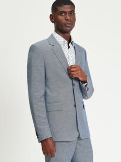 Ben Sherman Tailored Fit Linen Blend Puppytooth Suit Jacket, Blue, Blue