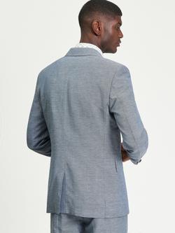 Ben Sherman Tailored Fit Linen Blend Puppytooth Suit Jacket, Blue - view 2, Blue