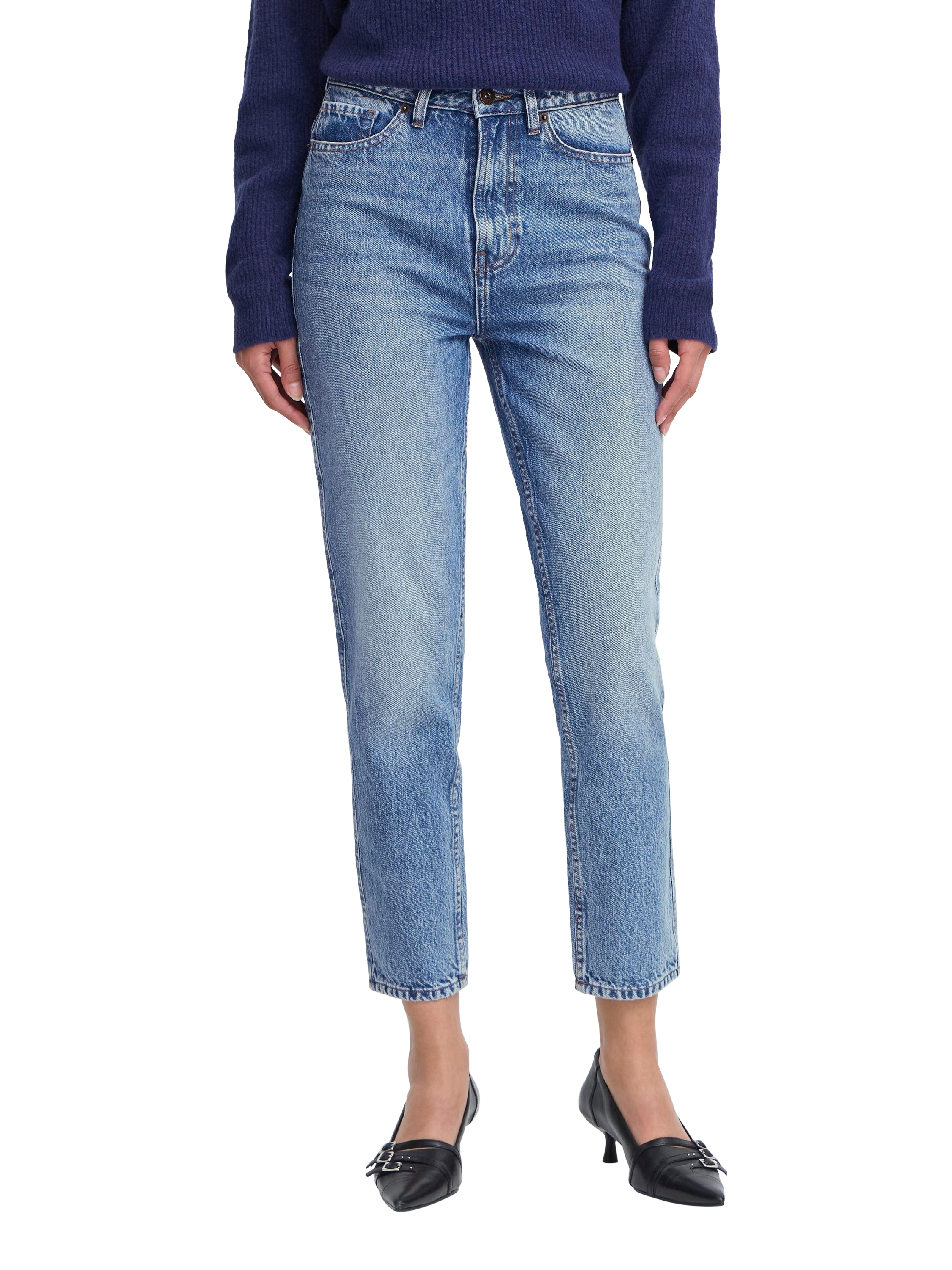 Product image 1 of 7, which shows ICHI Bauve Cropped Jeans, Light Blue Washed, 25R