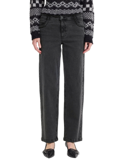 ICHI Nolia Pocket Embroidered Jeans, Washed Black, Washed Black