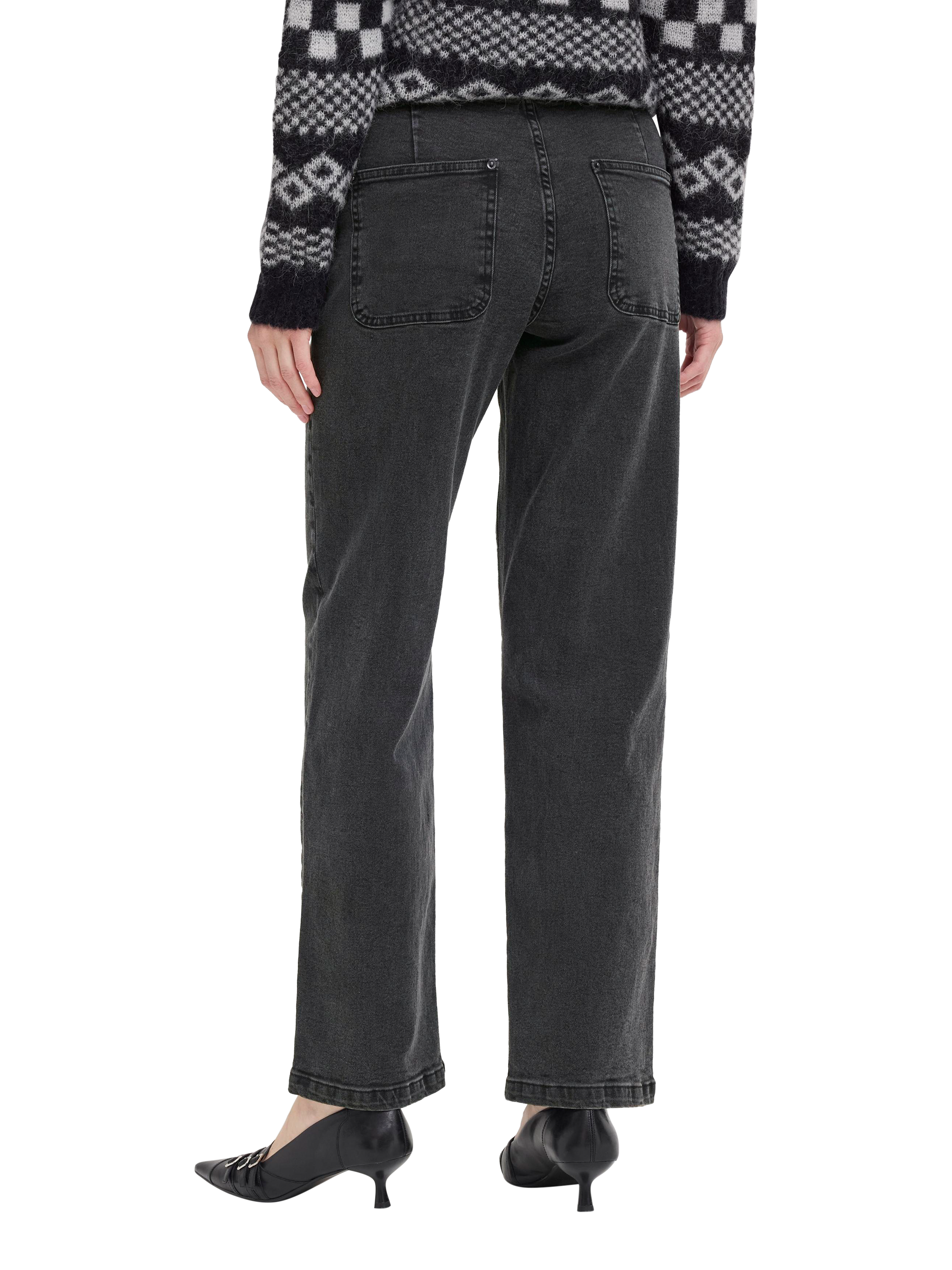 Product image 2 of 7, which shows ICHI Nolia Pocket Embroidered Jeans, Washed Black, 25R