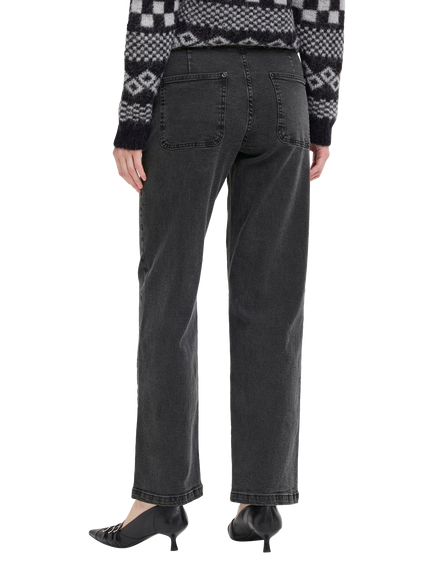 ICHI Nolia Pocket Embroidered Jeans, Washed Black - view 2, Washed Black