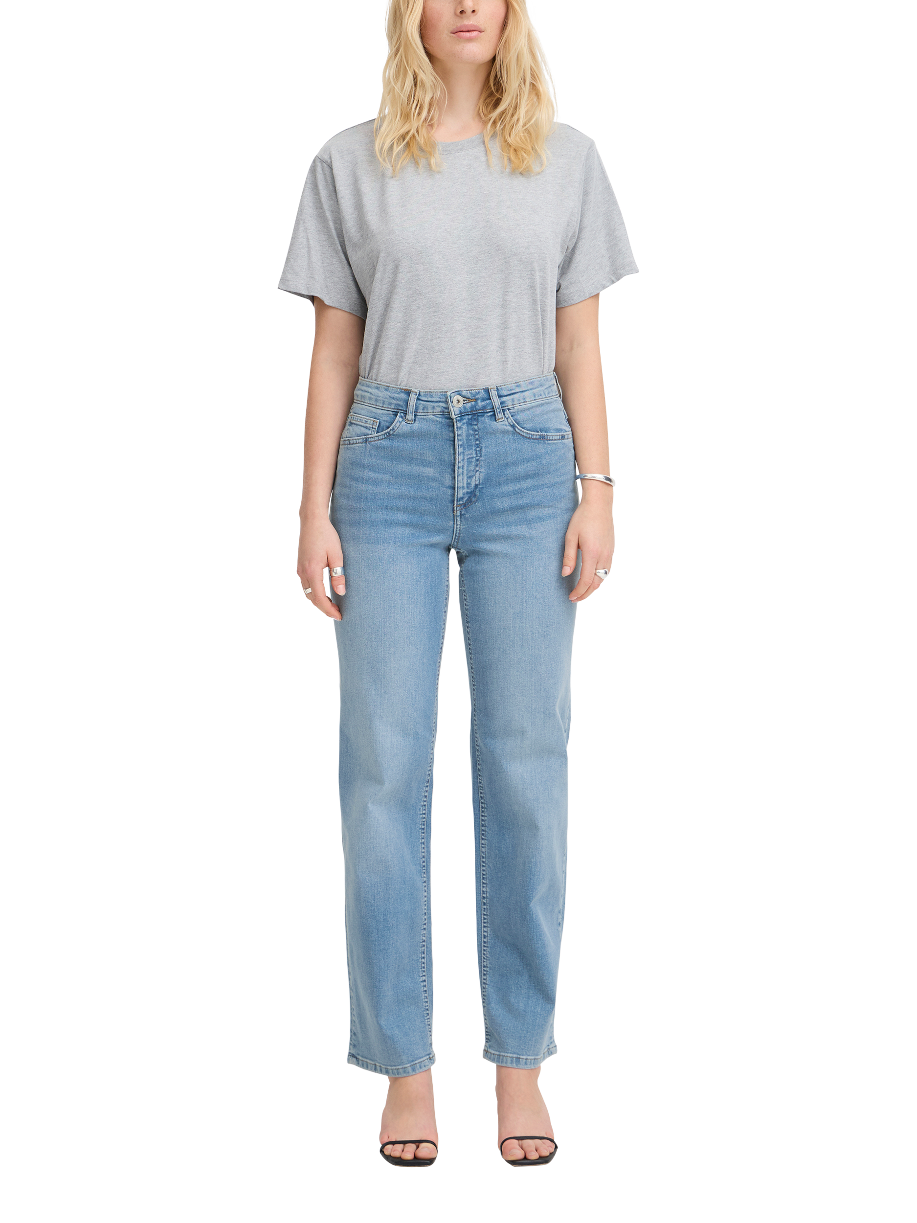 Product image 3 of 7, which shows ICHI Twiggy Straight Jeans, Light Blue, 25R