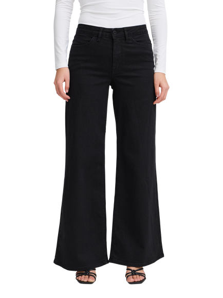 ICHI Twiggy Wide Leg Jeans, Black