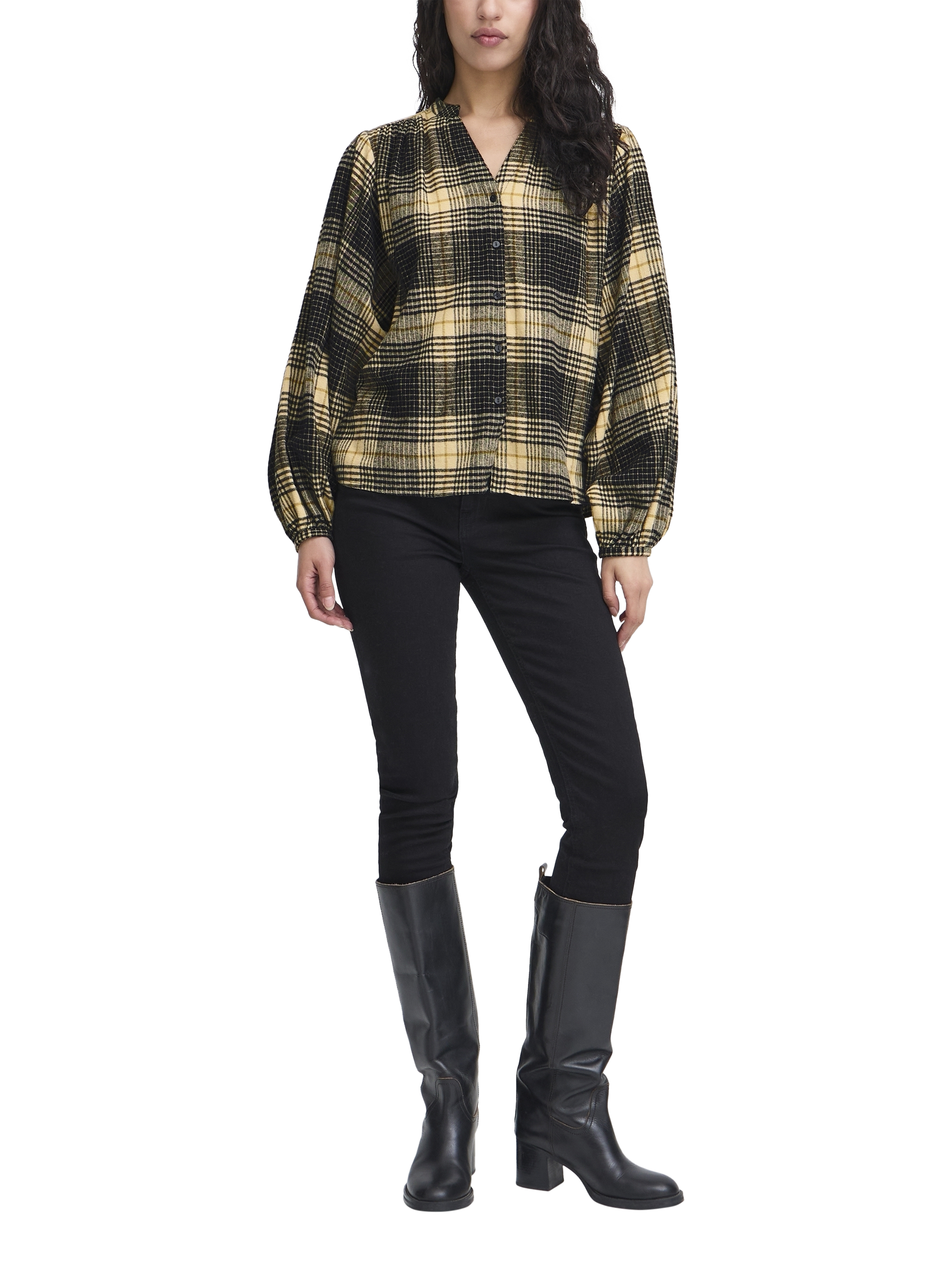 Product image 3 of 7, which shows ICHI Esiva Check Long Sleeve Shirt, Multi, 8