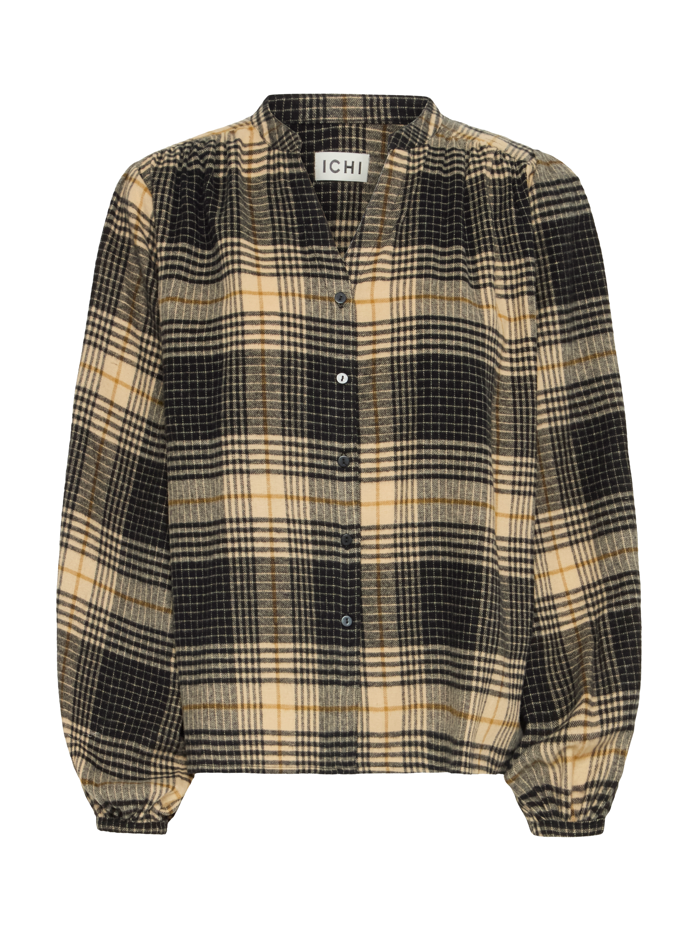 Product image 5 of 7, which shows ICHI Esiva Check Long Sleeve Shirt, Multi, 8