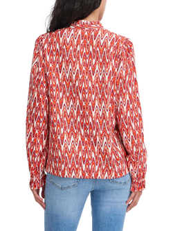 ICHI Lueca Ikat High Neck Top, Red Ikat Waves - view 2, Red Ikat Waves