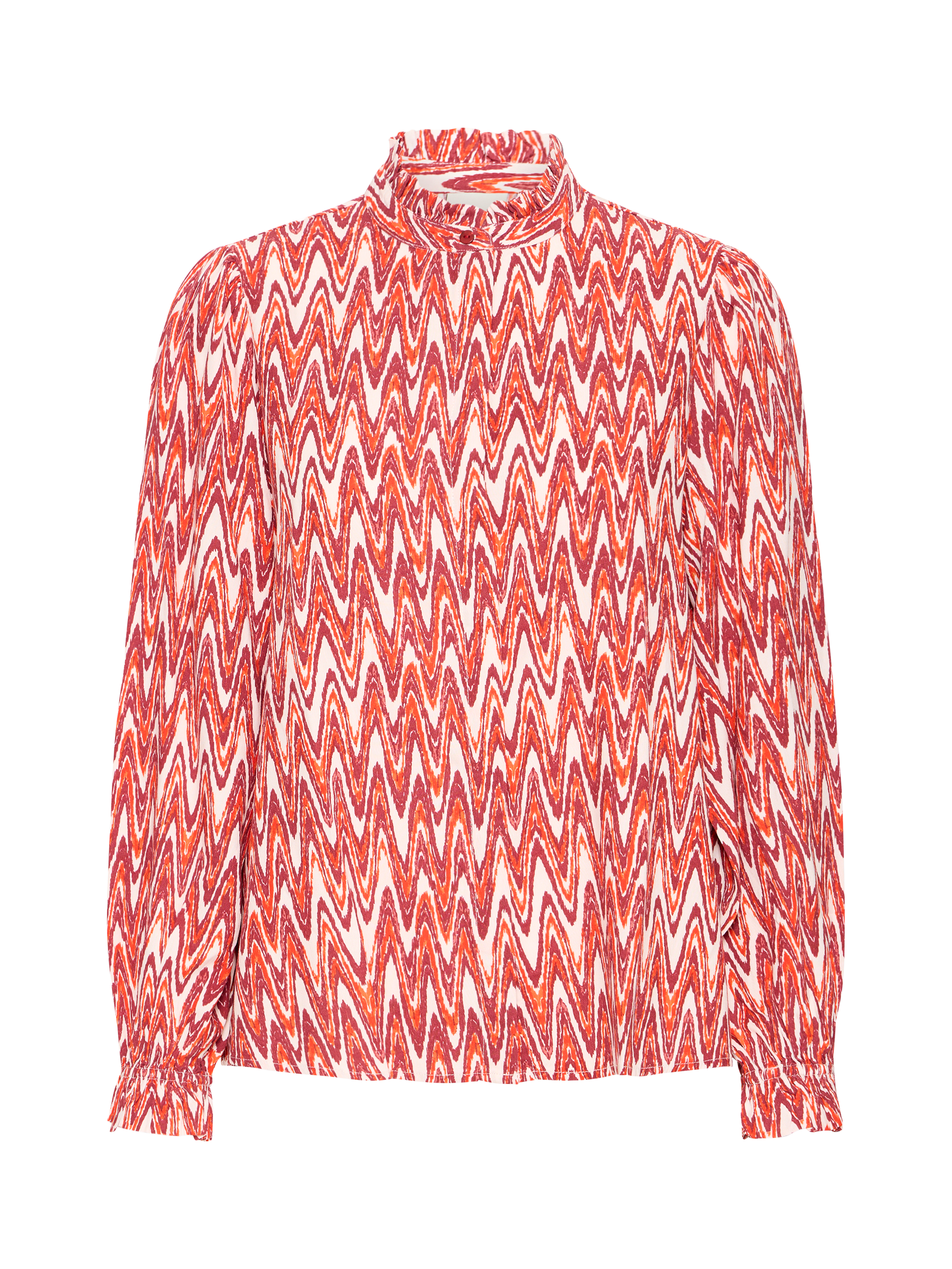 Product image 5 of 7, which shows ICHI Lueca Ikat High Neck Top, Red Ikat Waves, 8
