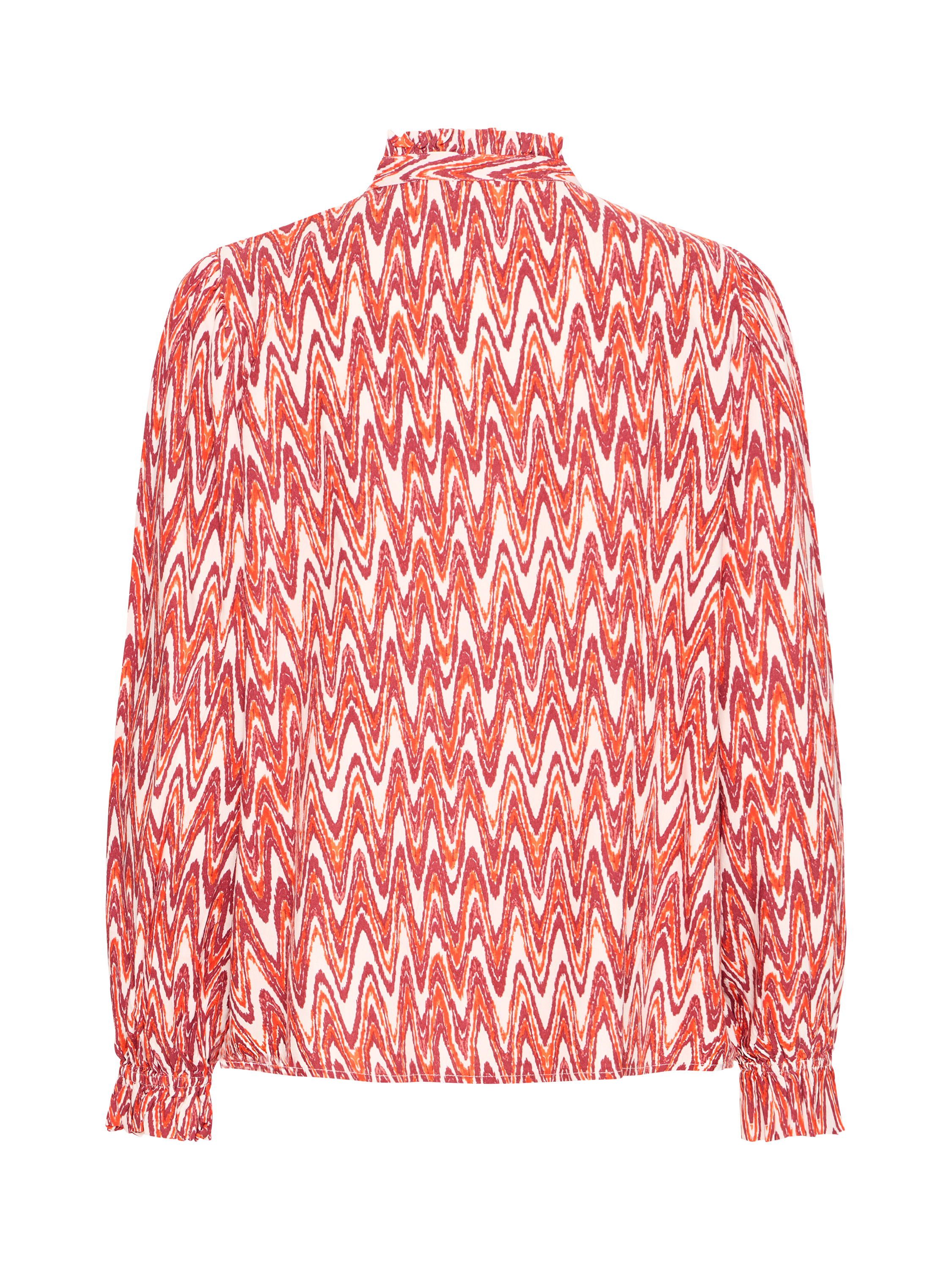 Product image 6 of 7, which shows ICHI Lueca Ikat High Neck Top, Red Ikat Waves, 8
