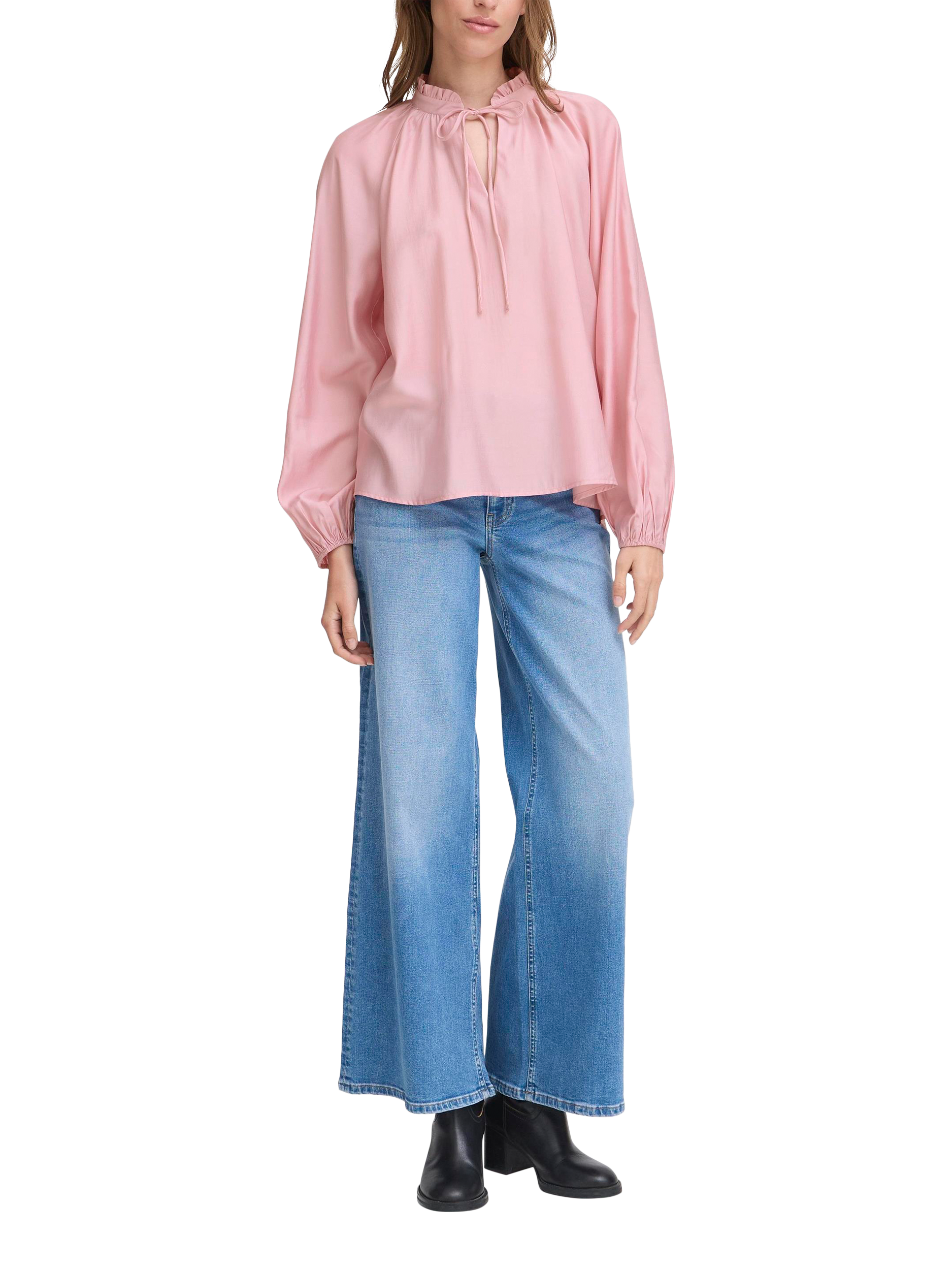 Product image 3 of 7, which shows ICHI Karlani Tie Neck Top, Zephyr, 8