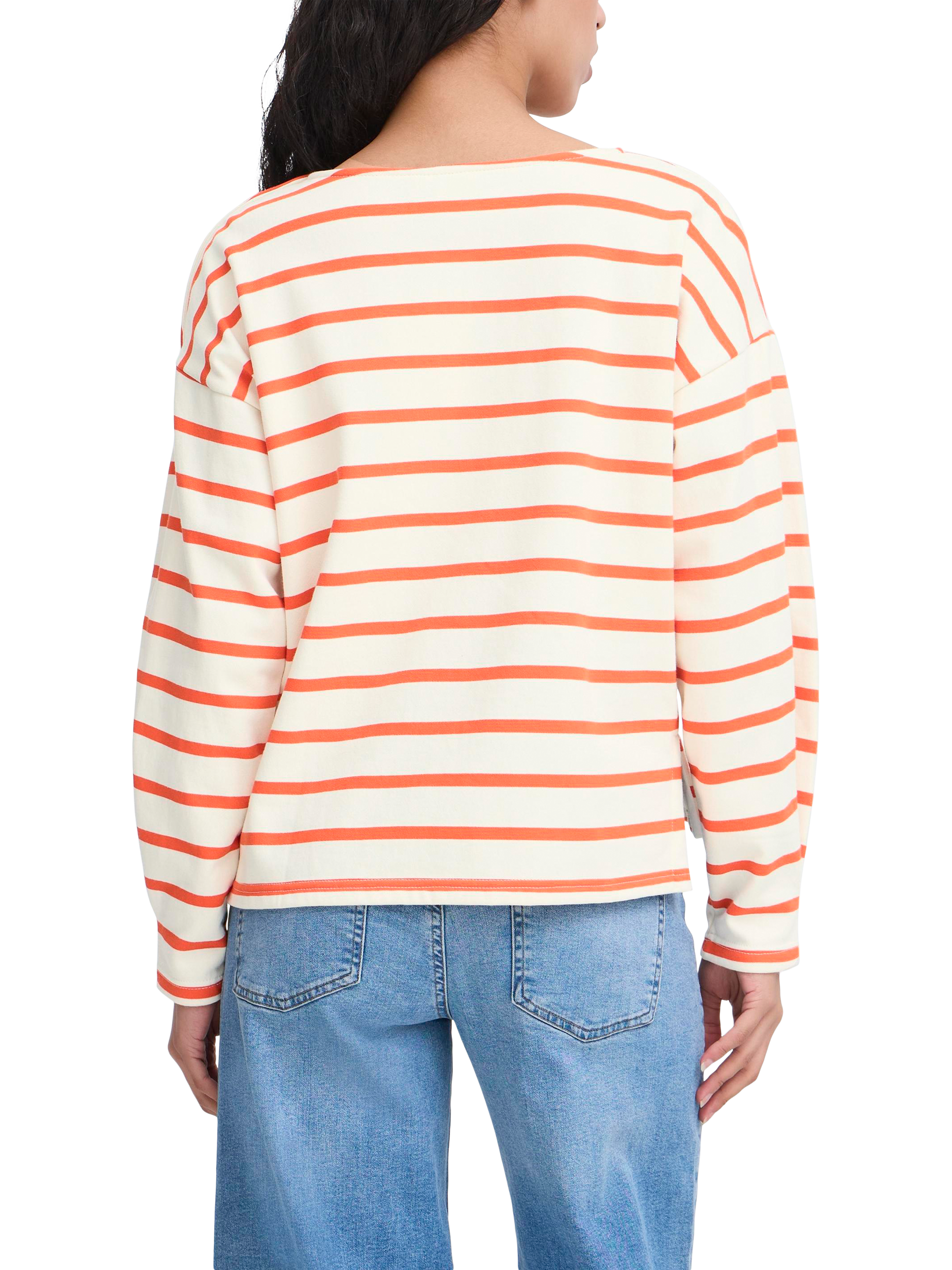 Product image 2 of 7, which shows ICHI Magga Stripe Button Detail Top, White/Multi, XS