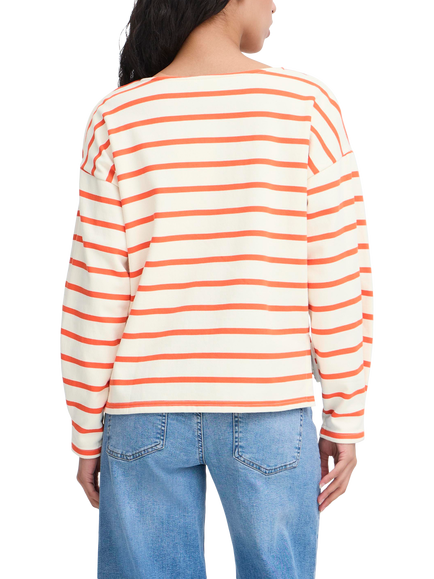 ICHI Magga Stripe Button Detail Top, White/Multi - view 2, White/Multi