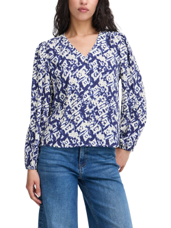 ICHI Vera Diamond Ikat Top, Blue/Multi, Blue/Multi
