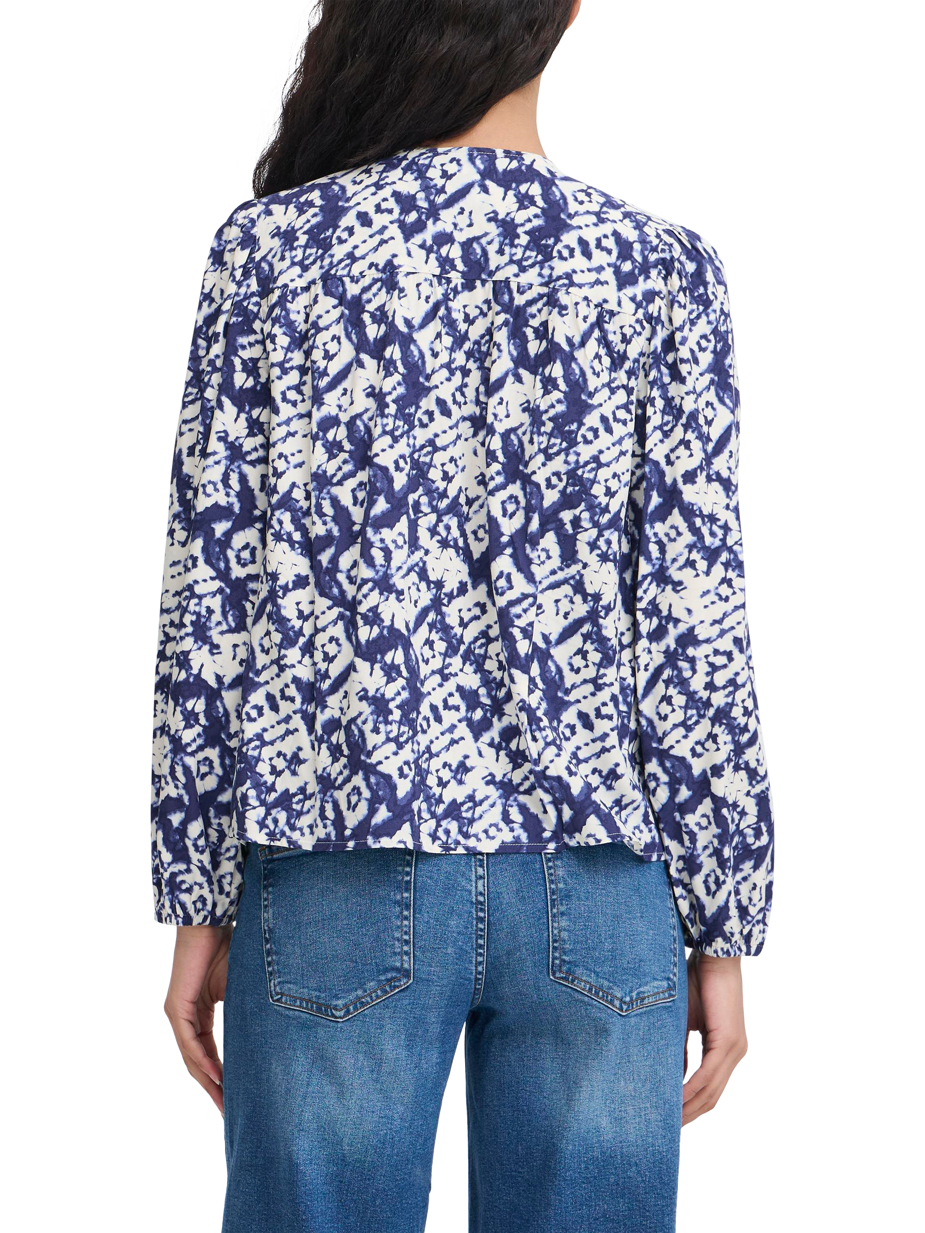 Product image 2 of 7, which shows ICHI Vera Diamond Ikat Top, Blue/Multi, 12