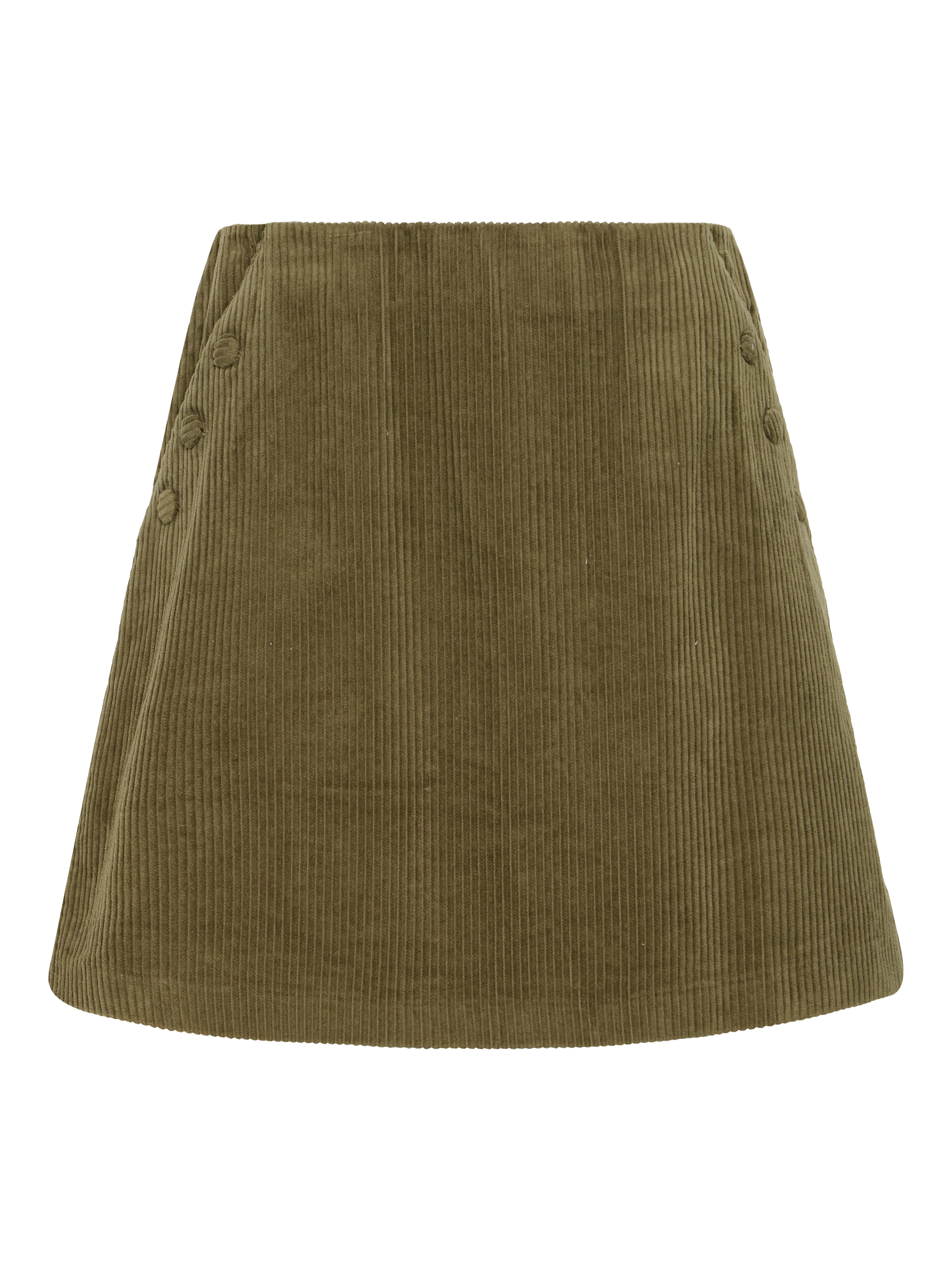 Product image 5 of 7, which shows ICHI Focaro Corduroy Mini Skirt, Dusky Green, 8