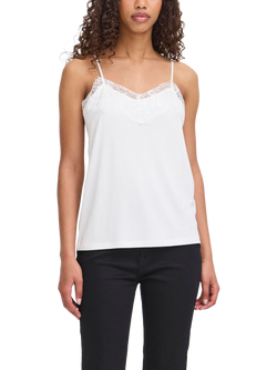 ICHI Lace Trim Vest Top, Cloud Dancer, Cloud Dancer