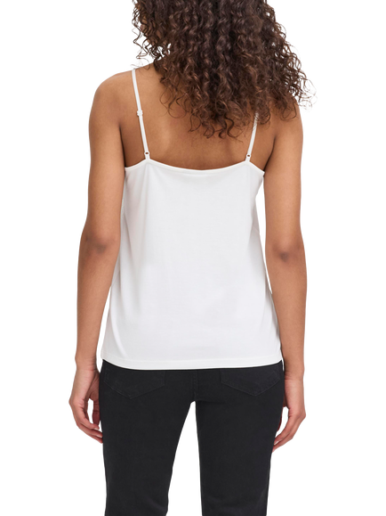 ICHI Lace Trim Vest Top, Cloud Dancer - view 2, Cloud Dancer