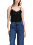 ICHI Lace Trim Vest Top, Black