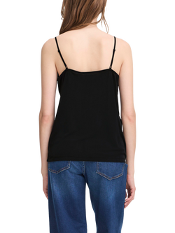 ICHI Lace Trim Vest Top, Black - view 2, Black