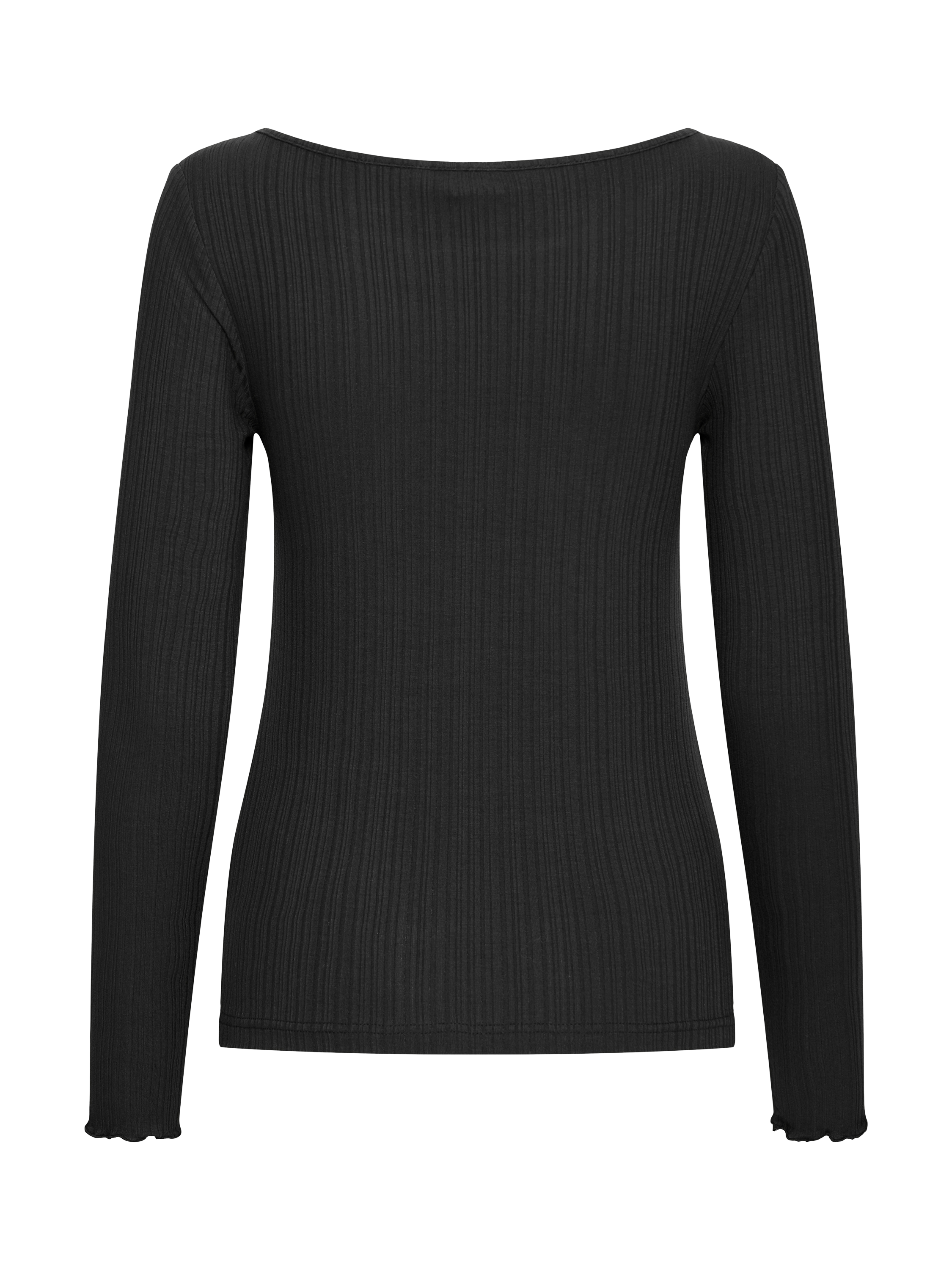 Product image 5 of 6, which shows ICHI Cella Textured Long Sleeve Top, Black, XS
