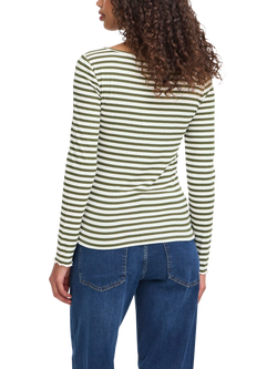 ICHI Cella Stripe Long Sleeve Top - view 2, Cloud/Rifle Green