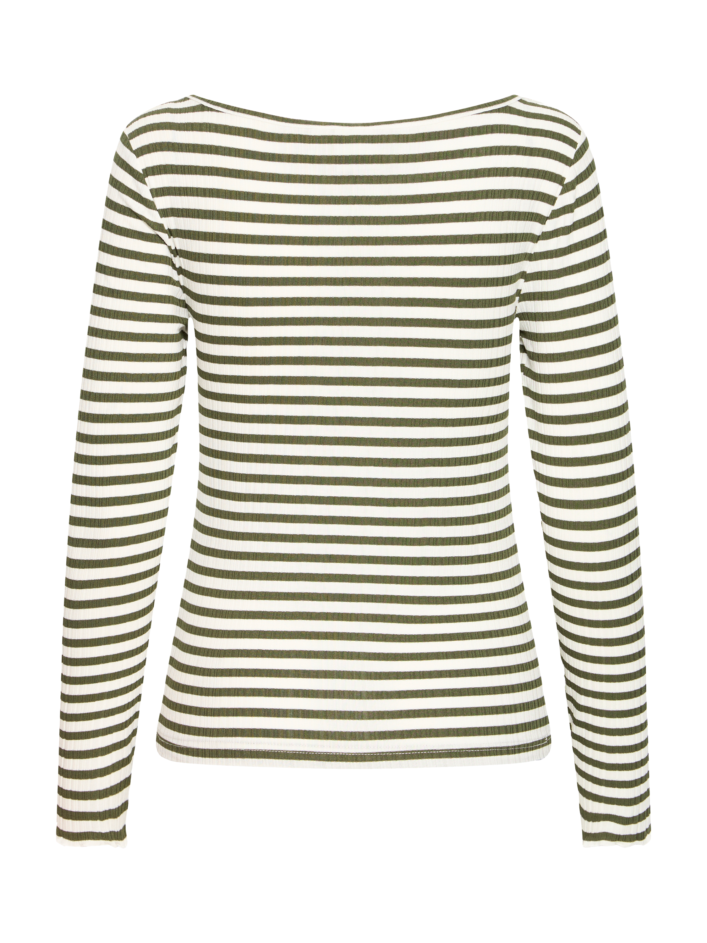 Product image 6 of 7, which shows ICHI Cella Stripe Long Sleeve Top, Cloud/Rifle Green, XS