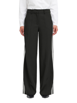 ICHI Folavi Side Stripe Trousers, Black, Black