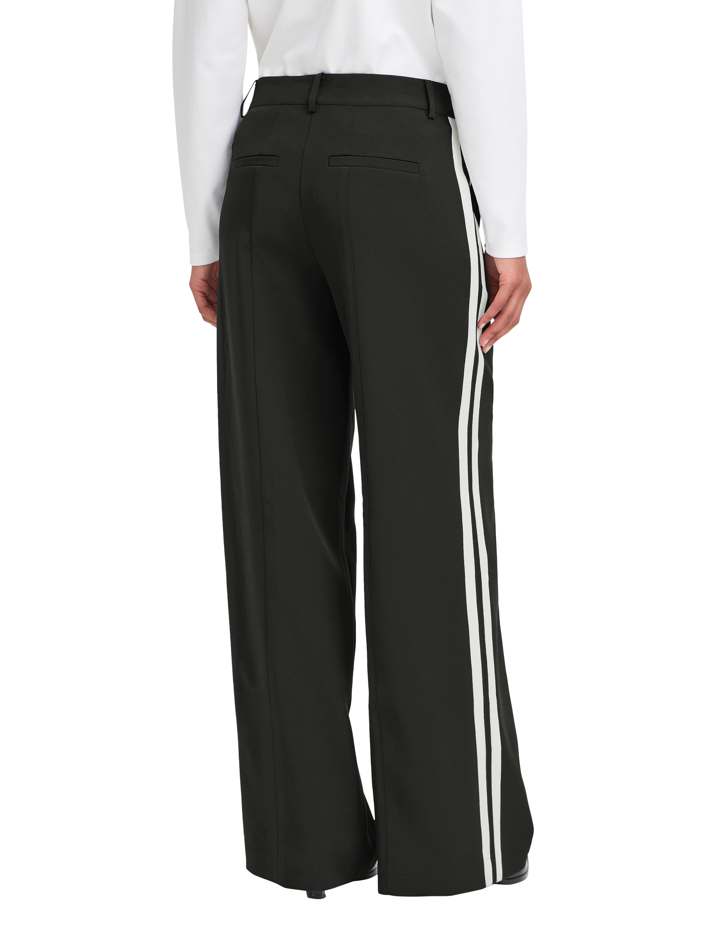 Product image 2 of 7, which shows ICHI Folavi Side Stripe Trousers, Black, 8