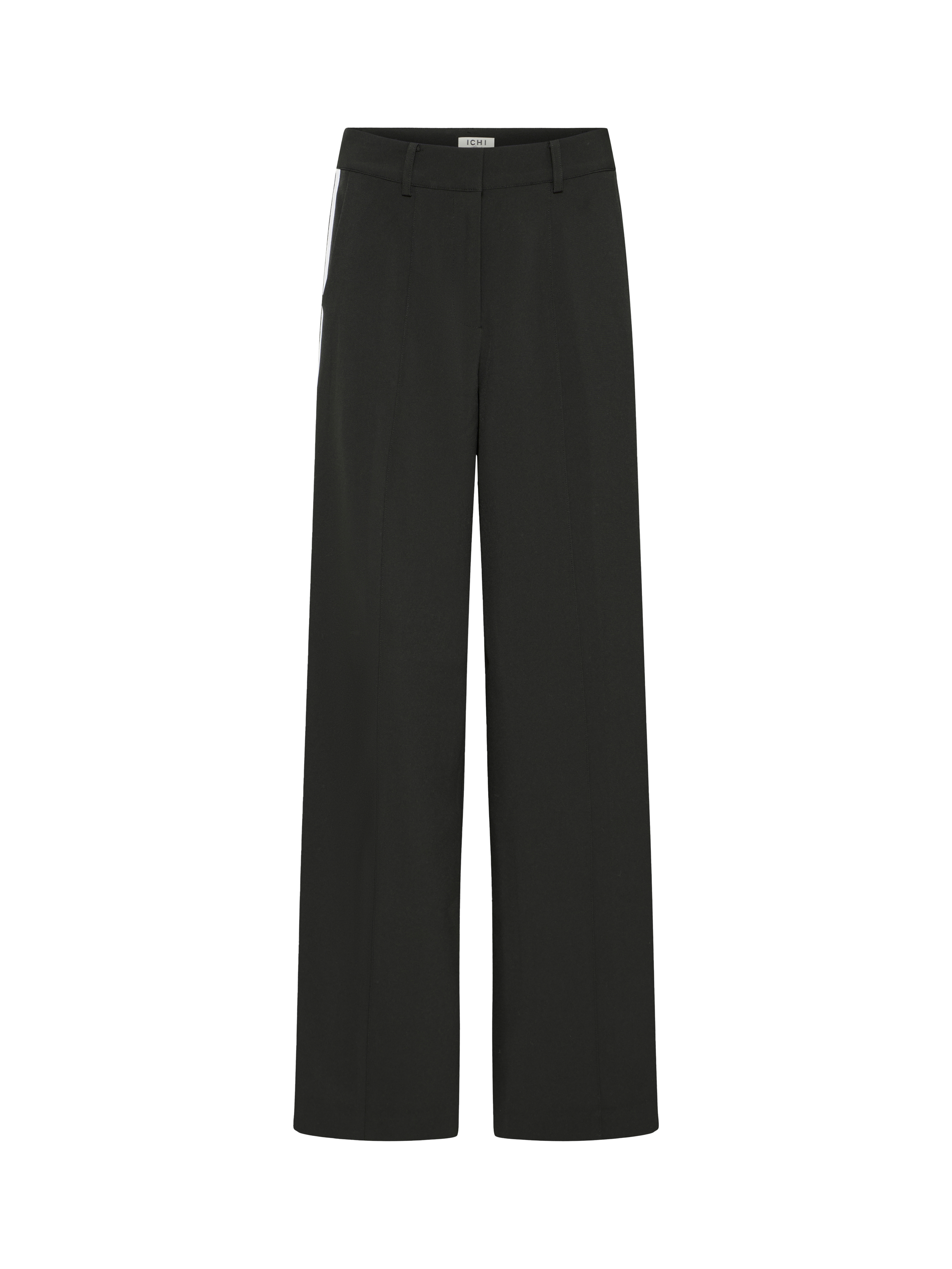 Product image 5 of 7, which shows ICHI Folavi Side Stripe Trousers, Black, 8