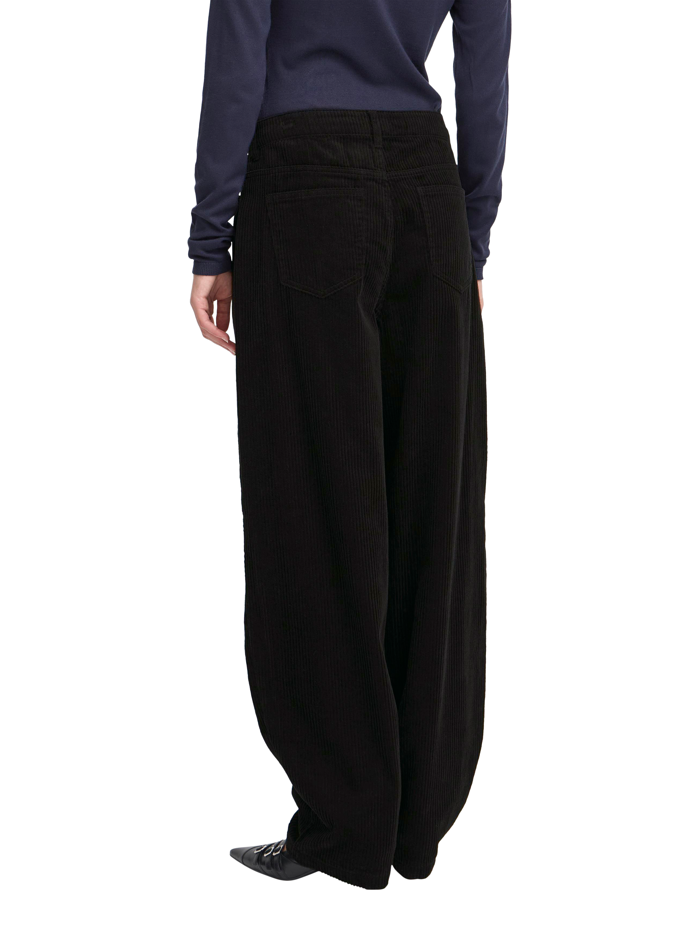 Product image 2 of 7, which shows ICHI Focaro Corduroy Trousers, Black, 8