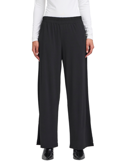 ICHI Lima Elastic Waist Trousers, Black, Black
