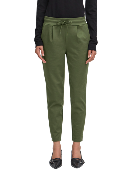 ICHI Kate Cropped Tailored Trousers, Rifle Green, Rifle Green
