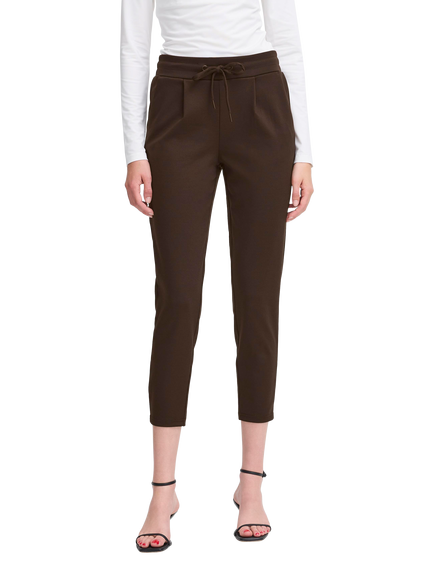 ICHI Kate Cropped Tailored Trousers, Chocolate Torte, Chocolate Torte