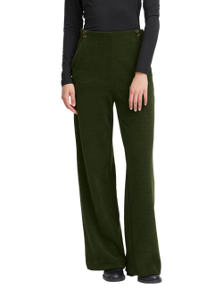 ICHI Kate Mid Rise Straight Corduroy Trousers, Rifle Green