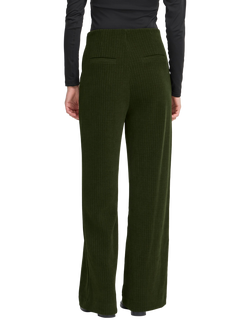 ICHI Kate Mid Rise Straight Corduroy Trousers - view 2, Rifle Green