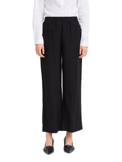ICHI Ihfazima Cropped Wide-Leg Trousers, Black